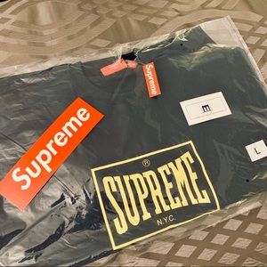 SOLD Supreme warm up Crewneck sweater w/ Sticker